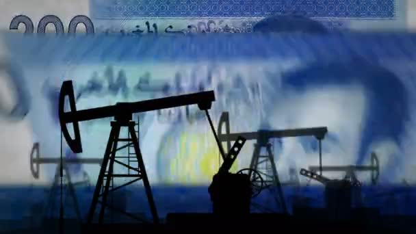 Morocco Dirham Money Counting Machine Oil Pump Petroleum Rig Fuel — Video Stock