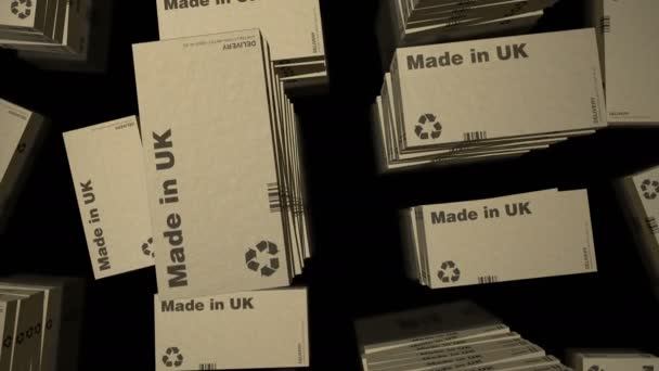 Сделано Великобритании Линии Производству Коробок Производство Доставка Фабрика Продукции Импорт — стоковое видео