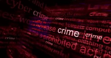 Headline news across international media with Crime, lawlessness and criminal. Abstract concept of news titles on noise displays loop. TV glitch effect seamless and looped.