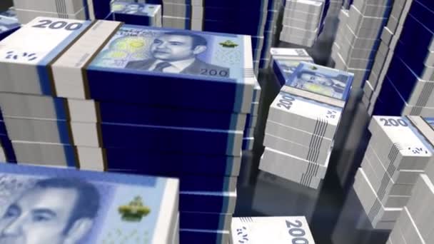 Morocco Money Moroccan Dirham Money Notes Packs Loop Flight 200 — Stok video