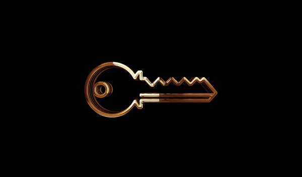 Cyber Security Password Safety Key Golden Metal Shine Symbol Concept — 图库照片