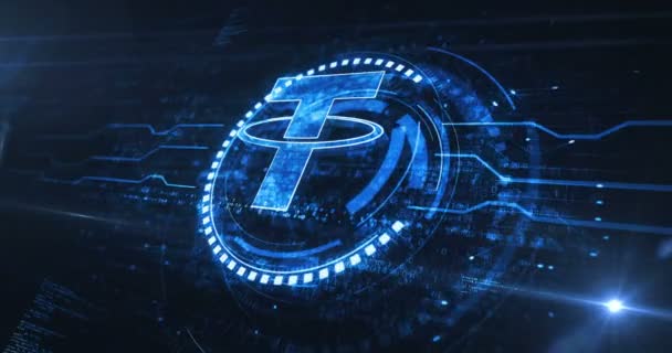 Tether Stablecoin Blockchain Crypto Currency Usdt Digital Money Symbol Digital – stockvideo