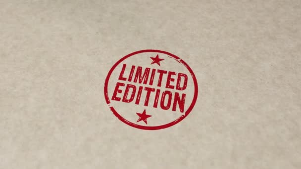 Limited Edition Stamp Hand Stamping Impact Animation Exclusive Certificate Rendered — Vídeo de stock