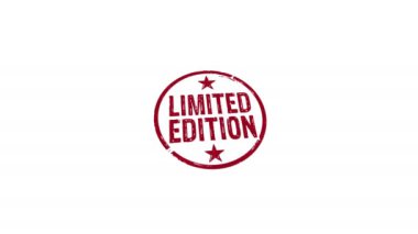 Limited Edition stamp and hand stamping impact isolated animation. Exclusive certificate 3D rendered concept. Alpha matte channel.