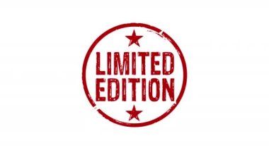 Limited Edition stamp and hand stamping impact isolated animation. Exclusive certificate 3D rendered concept. Alpha matte channel.