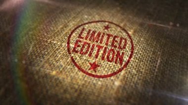 Limited Edition sign stamp on natural linen sack. Exclusive certificate 3D rendered design abstract concept. Looped and seamless animation.