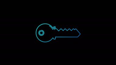 Cyber security and password safety with Key line symbol loopable background. Cyber technology abstract concept icon seamless and loop simple animation.