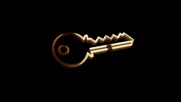 Cyber Security Password Safety Key Golden Metal Shine Symbol Concept — Stockvideo