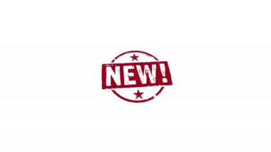 New stamp and hand stamping impact isolated animation. Fresh offer promotion 3D rendered concept. Alpha matte channel.