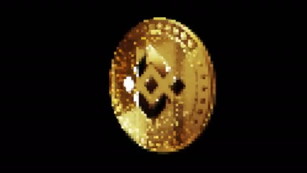 Binance Bnb Stablecoin Cryptocurrency Gold Coin Retro Pixel Mosaic 80S — Stock Video