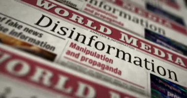 Disinformation fake news, manipulation and propaganda daily newspaper report printing. Abstract concept retro 3d rendering seamless looped.