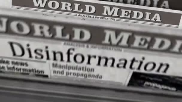 Disinformation Fake News Manipulation Propaganda Daily Newspaper Report Printing Abstract — Vídeo de Stock