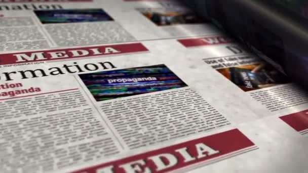 Disinformation Fake News Manipulation Propaganda Daily Newspaper Report Roll Printing — ストック動画