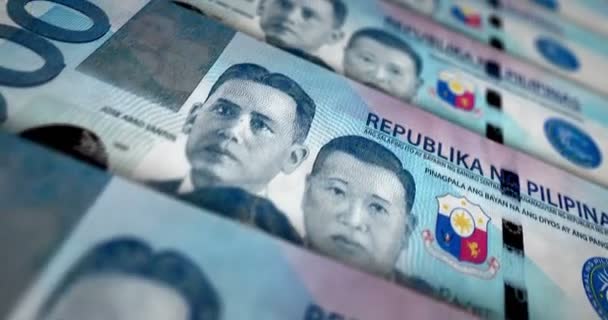 Philippines Money Philippine Peso Banknote Loop Php Money Texture Concept — стоковое видео
