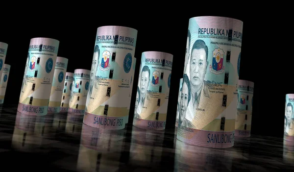 Philippinen Geld Philippinischer Peso Geld Rollte Illustration Php Banknotenrolle Konzept — Stockfoto