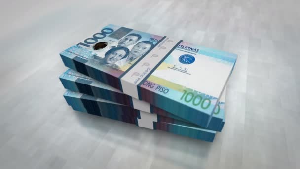 Philippines Money Philippine Peso Money Pile Pack Concept Background Economy — Αρχείο Βίντεο