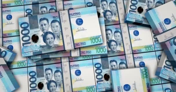 Philippinen Geld Philippinische Peso Banknoten Animation Kamerablick Aus Der Nähe — Stockvideo