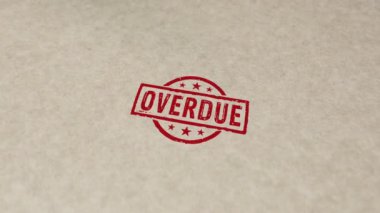 Gecikmiş damga ve el damgası çarpışma animasyonu. Borç ödemesi 3D oluşturulmuş konsept.