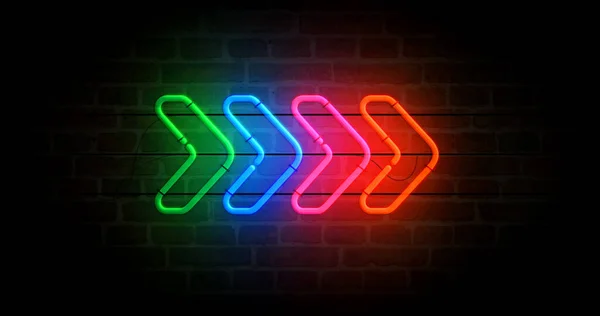 Arrow Neon Symbol Direction Arrows Light Color Bulbs Abstract Concept — Stock Photo, Image