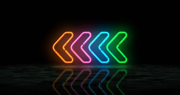 Freccia Simbolo Neon Direzione Frecce Lampadine Colori Concetto Astratto Illustrazione — Foto Stock