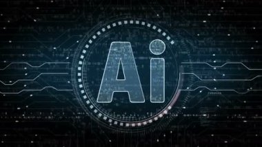 Artificial intelligence technology AI and deep learning symbol abstract digital concept. Network, cyber technology and computer background seamless and looped animation.