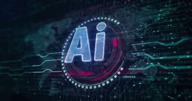 Artificial intelligence technology AI and deep learning symbol abstract digital concept. Global network and cyber technology background seamless and looped 3d animation.