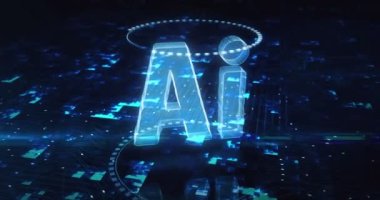 Artificial intelligence technology AI and deep learning symbol abstract digital concept. Global network and cyber technology background seamless and looped 3d animation.