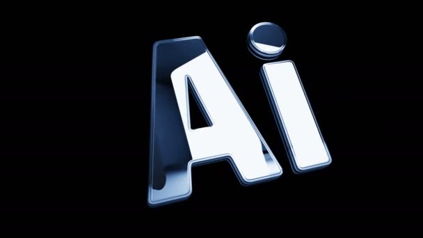 Artificial Intelligence Technology Deep Learning Golden Metal Shine Symbol Concept — Vídeo de Stock