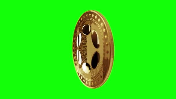 Polkadot Dot Criptomoneda Moneda Oro Aislada Pantalla Verde Fondo Loopable — Vídeos de Stock