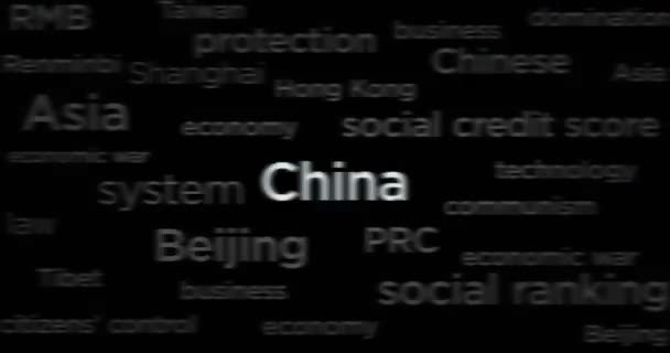 Заголовки Новостей Международных Сми Китаем Китайской Экономикой Политикой Абстрактная Концепция — стоковое видео