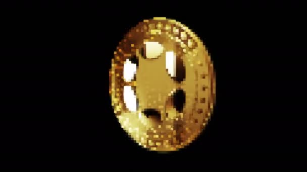 Polkadot Dot Monedă Aur Criptocurrency Stil Retro Pixel Mozaic Rotirea — Videoclip de stoc