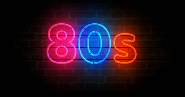 Évek Neon Szimbóluma Retro 1980 Nyolcvanas Évek Nosztalgia Hangulat Party — Stock Fotó