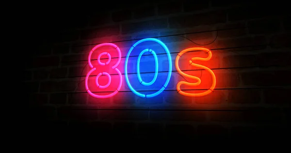 80S Neon Symbol Retro 1980 Eighties Nostalgia Vistage Party Style — Stock Photo, Image