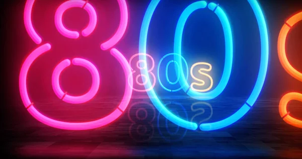 Símbolo Neon Dos Anos Retro 1980 Anos Oitenta Nostalgia Vistage — Fotografia de Stock