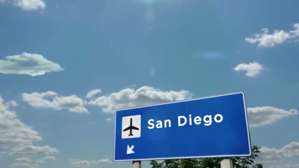 Літак Jet Приземлився Сан Дієго Штат Каліфорнія Сша Прибуття Міста — стокове відео