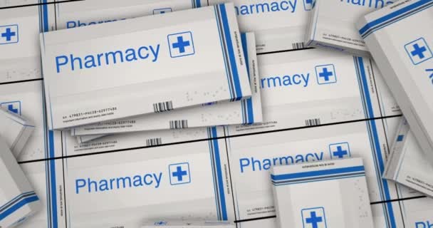 Farmacie Medicína Výroba Zdravotnických Boxů Nouzové Lékařské Pomoci Pilulky Balení — Stock video