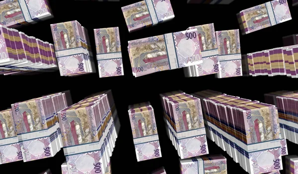 Katar Peníze Riyal Peníze Balení Ilustrace Balíky Bankovek Qar Koncepce — Stock fotografie