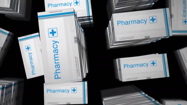 Produkcja Aptek Leków Pudełek Lekami Awaryjny Medyczny Pomoc Pigułka Pakuję — Wideo stockowe