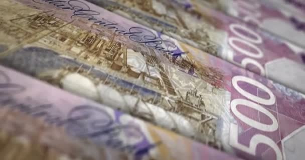 Dinheiro Qatar Laço Notas Riyal Textura Dinheiro Qar Conceito Economia — Vídeo de Stock