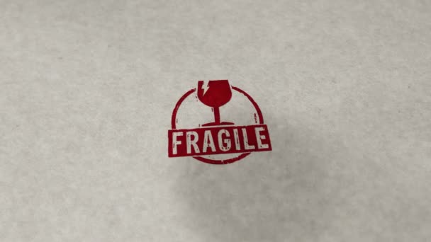 Fragile Stempelloopable Und Nahtlose Animation Handstempelwirkung Sorgfältiger Versand Und Sorgfältiger — Stockvideo