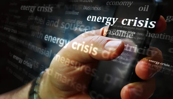 Közösségi Média Látható Energiaválsággal Emelkedő Fűtési Árakkal Energetikai Problémákkal Keresése — Stock Fotó
