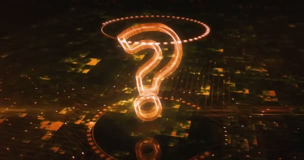 Ponto Interrogação Pesquisa Suporte Faq Quiz Ajuda Símbolo Holograma Aparece — Vídeo de Stock