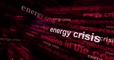 Enerji krizi, artan ısıtma fiyatları ve enerji sorunu ile uluslararası medyada manşet haberi. Gürültü görüntüleme döngüsündeki haber başlıklarının soyut konsepti. TV arıza efekti pürüzsüz ve döngülü.