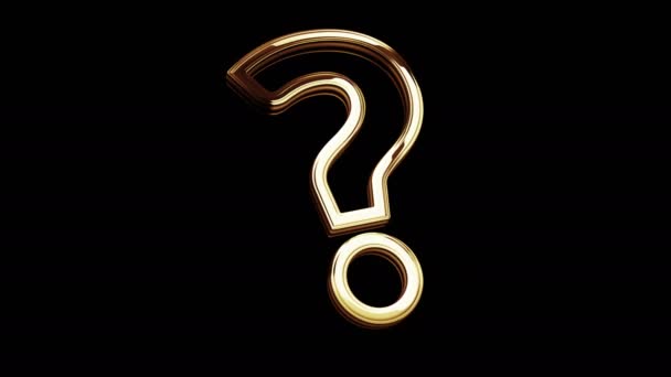 Znak Zapytania Wyszukiwanie Wsparcie Faq Quiz Pomóc Złoty Symbol Metal — Wideo stockowe
