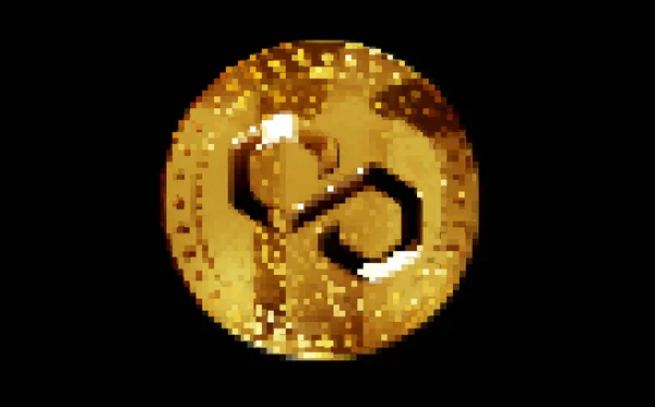 Πολύγωνο Matic Cryptocurrency Χρυσό Νόμισμα Ρετρό Pixel Ψηφιδωτό 80S Στυλ — Φωτογραφία Αρχείου