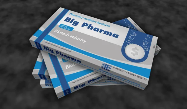 Big Pharma Línea Producción Cajas Negocio Medicina Salud Fábrica Paquetes — Foto de Stock