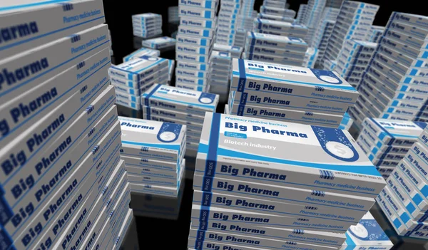 Big Pharma Línea Producción Cajas Negocio Medicina Salud Fábrica Paquetes — Foto de Stock