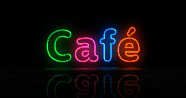 Cafe Neon Symbool Retro Stijl Drank Restaurant Koffie Licht Gekleurde — Stockfoto