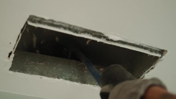 Home Duct Cleaning Services Lüftungsreiniger Mann Bei Der Arbeit Mit — Stockvideo