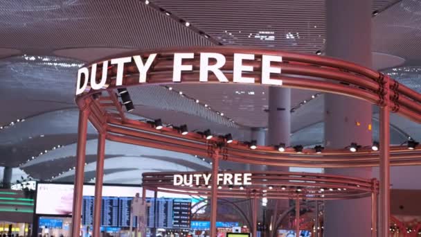 ISTANBUL - 4 sep, 2021: Duty free sign at the airport. — Stock Video